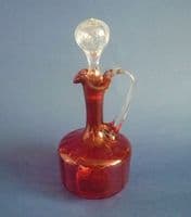 Victorian Cranberry Glass Wine Jug with Stopper c1890