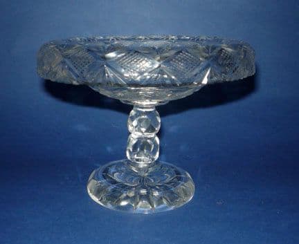Victorian Cut Glass Pedestal Dish or Tazza c1860