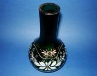Victorian Enamelled Green Glass Bottle Vase c1890