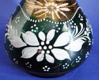 Victorian Enamelled Green Glass Bottle Vase c1890