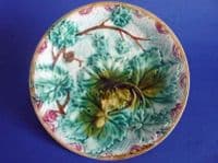 Victorian Majolica 'Vine Leaf and Basket Weave' Plate c1880 #2