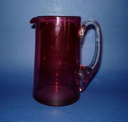 Victorian Straight Sided Antique Cranberry Glass Jug c1890