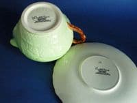 Vintage Carlton Ware Green 'Wild Rose' Sauce Jug and Stand c1939