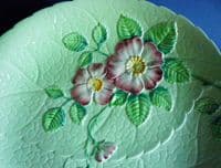Vintage Carlton Ware Large Green 'Wild Rose' Dished Plate c1938