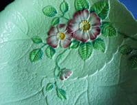 Vintage Carlton Ware Large Green 'Wild Rose' Dished Plate c1938