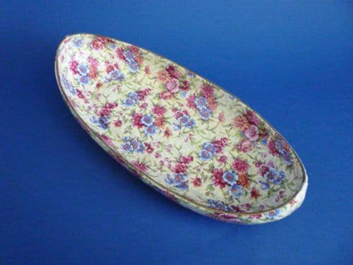 Vintage Grimwades Royal Winton 'Mayfair' Chintz Canoe Shaped Dish c1951