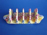 Vintage Royal Winton Grimwades 'Sweet Pea' Chintz Five Bar Toast Rack c1940