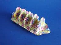 Vintage Royal Winton Grimwades 'Sweet Pea' Chintz Five Bar Toast Rack c1940
