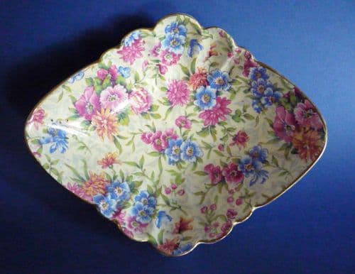 Vintage Royal Winton 'Mayfair' Chintz Art Deco Shaped Dish c1951