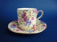 Vintage Royal Winton 'Mayfair' Chintz Coffee Can and Saucer c1951 #1