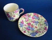 Vintage Royal Winton 'Mayfair' Chintz Coffee Can and Saucer c1951 #1