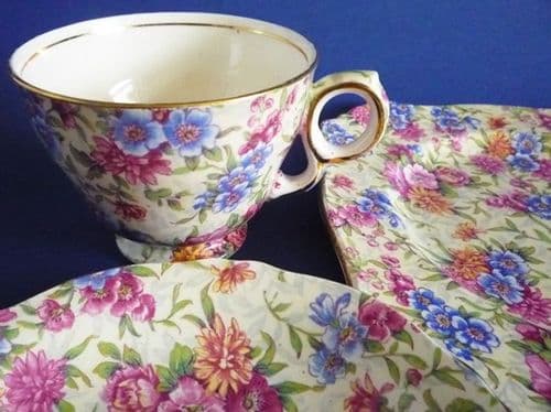 Vintage Royal Winton 'Mayfair' Chintz Trio c1951 #2