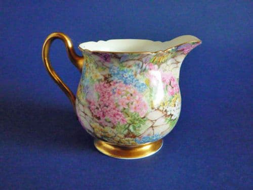 Vintage Shelley Fine Bone China 'Rock Garden' Gainsborough Jug c1940 (Sold)