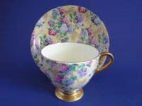 Vintage Shelley Fine Bone China 'Summer Glory' Chintz Cup and Saucer c1940 (Sold)