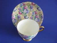 Vintage Shelley Fine Bone China 'Summer Glory' Chintz Cup and Saucer c1940 (Sold)