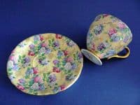 Vintage Shelley Fine Bone China 'Summer Glory' Chintz Cup and Saucer c1940 (Sold)