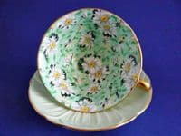 Vintage Shelley 'Green Daisy' Chintz Oleander Cup and Saucer c1940 (Sold)