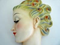 W. Goebel Art Deco 'Lady with Curls' Wall Mask Designed by Agnes Richardson c1935 (Sold)