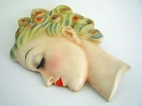 W. Goebel Art Deco 'Lady with Curls' Wall Mask Designed by Agnes Richardson c1935 (Sold)