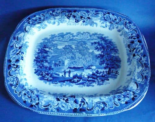 Wallace and Co. of Newcastle 'Rural Scenery' Meat Platter c1850