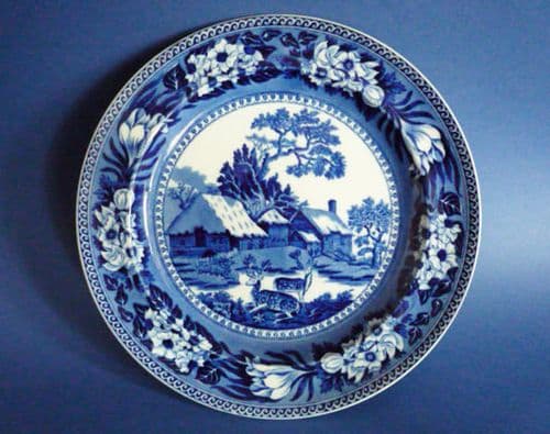 Wedgwood Blue and White 'Fallow Deer' 8" Side Plate c1924