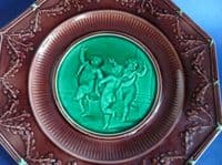 Wedgwood Octagonal Majolica 'Email Ombrant' Dancing Putti Plate c1867