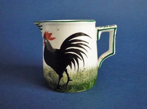 Wemyss Ware 'Black Leghorn Cockerel' Bon Jour Milk Jug c1900
