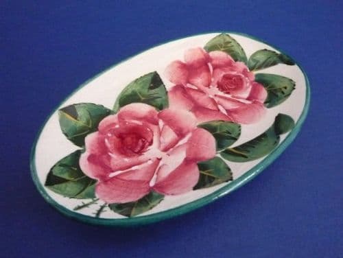 Wemyss Ware 'Cabbage Roses' Oval Pin Tray c1900