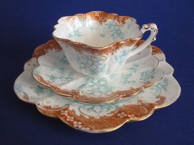 Foley China Pattern 920 Wileman Foley China Floral Print with Scroll Border Pattern 9108 Empire ...