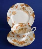 Wileman Foley China 'Poppy' Pattern 7584 Gainsborough Trio c1902