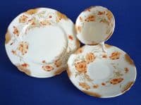Wileman Foley China 'Poppy' Pattern 7584 Gainsborough Trio c1902