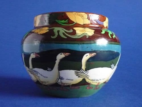 Wileman Intarsio 'Geese' Fern Pot by Frederick Rhead c1899 (Sold)