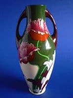 Wileman Intarsio 'Oriental Poppy' Two Handled Vase by Frederick Rhead c1900