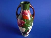 Wileman Intarsio 'Oriental Poppy' Two Handled Vase by Frederick Rhead c1900
