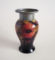 William Moorcroft 'Pomegranate' Vase with Liberty's Tudric Pewter Rim c1920