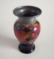William Moorcroft 'Pomegranate' Vase with Liberty's Tudric Pewter Rim c1920