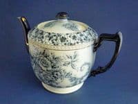 Wiltshaw and Robinson Carlton Ware 'Peony' Flow Blue Teapot c1900 (Sold)
