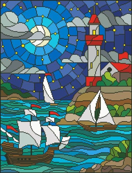 Harbour - Stained Glass Scene