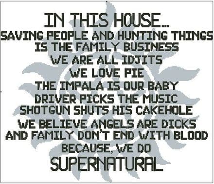 In This House - Supernatural - Printed Chart