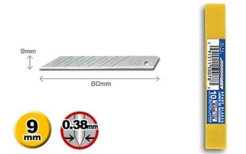 10 pieces of Olfa SAB-10 9mm Snap Off Blades 30º tip angle for sign making & graphic arts