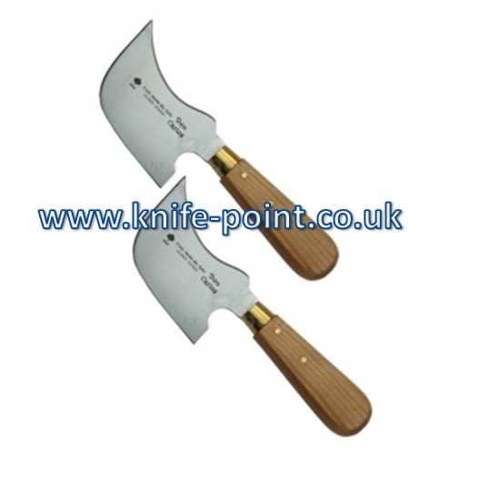 2 x Original German Don Carlos knives / Quarter Moon knives WITH 2 x leather holsters