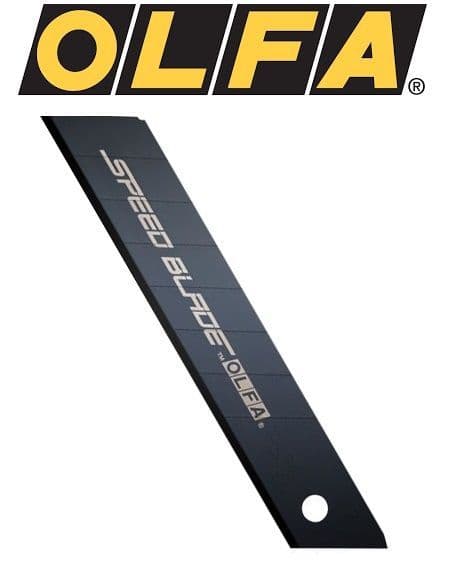 5 pieces of Olfa LFB-5B, 18mm Excel Black Speed Blades, with fluorine coated cutting edge