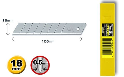 60 pieces of Olfa LB-10B, 18mm Snap Off Blades, in protective tubes