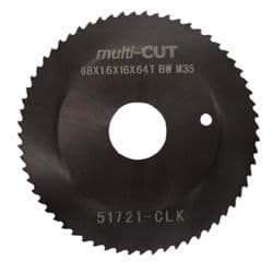 HSS-E saw blade 68mm x 2.0mm x 16mm, 44T, 5% Co. TiAlN coated, to fit Orbitalum, George Fischer, Axxair, Lefon