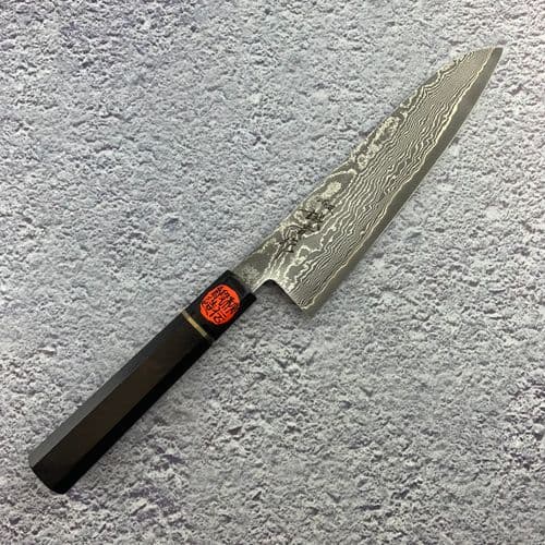 Tanaka Shigeki R2 Damascus gyuto knife 180mm (7") #ebony silver ring
