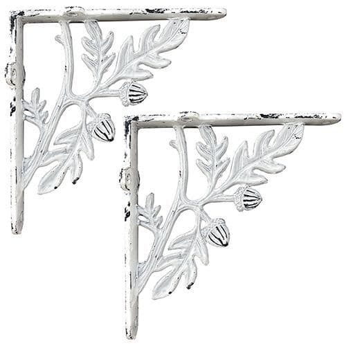 2 x White Acorn Bracket