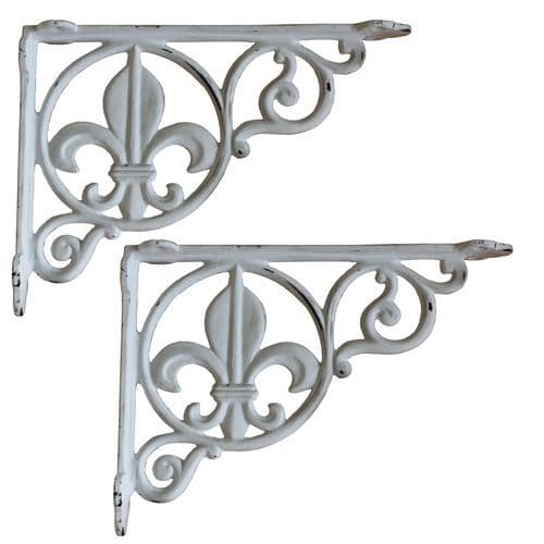 2 x White Fleur De Lis Bracket