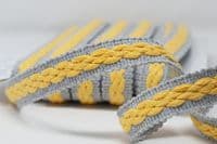 22mm braid - Cop Grey/Yellow
