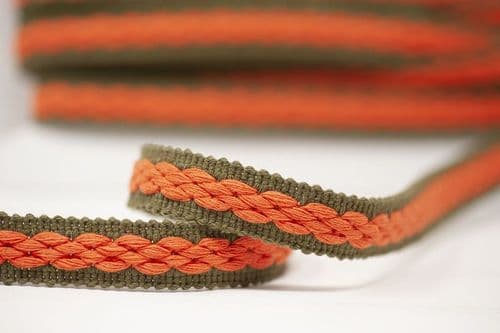 22mm braid - Khaki/Satsuma