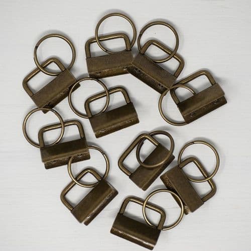 25mm key fob - antique brass